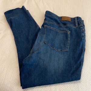 Madewell plus size 9” mid-rise skinny jeans button fly raw hem size 36